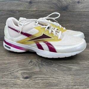 Reebok EasyTone Walking Shoes Womens 10 White Magenta Yellow Toning Sneakers